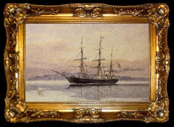 framed  unknow artist polarfartyget vega pa en akvarell av jacob hagg, ta009-2